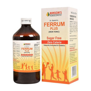baksons homoeopathy ferrum plus sugar free syrup 5 x 450 ml