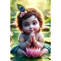 Bal Krishna Poster For Room, Living Room, Posters For Bedroom, Mandir Room Walls (12 X 18 Inches)|(Multicolor) - Paper