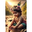 Generic Bal Krishna Wall Poster HD poster for Room Decor Paper Print (12 inch X 18 inch, 300GSM Thick Paper, Gloss Laminated, Rolled in Safety tube) Pack of 1 Poster