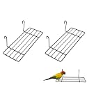 Balacoo 2 Pcs Iron Bird Perch Stand for Parrots: Black Metal Grid Birdcage Rack, Bird Perch for Parakeets, Cockatiels, Lovebirds - 9.84 X 5.90 X 5.51 Inch