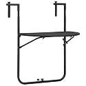 Balcony Table Brown Plastic, Steel Medium Foldable,Adjustable Folding Balcony Table with Modern Design for Outdoor & Indoor Use Patio Furniture