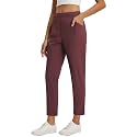 baleaf Womens Pants Petite Travel Stretchy Work with Zip Pockets Slacks