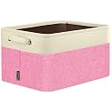 BALEINE 1 Pack Fabric Closet Storage Bins for Shelves, Linen Closet Organizers and Storage, Decorative Baskets for Organizing, Shelf, Clothes, Home, Office (Pink, 15''x11''x9.5'')