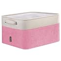 BALEINE 1 Pack Fabric Closet Storage Bins for Shelves, Linen Closet Organizers and Storage, Decorative Baskets for Organizing, Shelf, Clothes, Home, Office (Pink, 12"x8"x8")