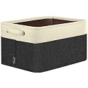BALEINE 1 Pack Fabric Closet Storage Bins for Shelves, Linen Closet Organizers and Storage, Decorative Baskets for Organizing, Shelf, Clothes, Home, Office (Black, 12"x8"x8")