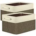 BALEINE 2 Pack Fabric Closet Storage Bins for Shelves, Linen Closet Organizers and Storage, Decorative Baskets for Organizing, Shelf, Clothes, Home, Office (Brown, 17''x13''x10.5'')