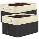 BALEINE 2 Pack Fabric Closet Storage Bins for Shelves, Linen Closet Organizers and Storage, Decorative Baskets for Organizing, Shelf, Clothes, Home, Office (Black, 12"x8"x8")