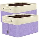 BALEINE 2 Pack Fabric Closet Storage Bins for Shelves, Linen Closet Organizers and Storage, Decorative Baskets for Organizing, Shelf, Clothes, Home, Office (Lavender, 17''x13''x10.5'')