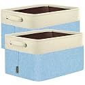 BALEINE 2 Pack Fabric Closet Storage Bins for Shelves, Linen Closet Organizers and Storage, Decorative Baskets for Organizing, Shelf, Clothes, Home, Office (Skyblue, 15''x11''x9.5'')