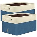 BALEINE 2 Pack Fabric Closet Storage Bins for Shelves, Linen Closet Organizers and Storage, Decorative Baskets for Organizing, Shelf, Clothes, Home, Office (Navy Blue, 17''x13''x10.5'')