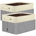 BALEINE 2 Pack Fabric Closet Storage Bins for Shelves, Linen Closet Organizers and Storage, Decorative Baskets for Organizing, Shelf, Clothes, Home, Office (Grey, 15"x11"x9.5")