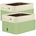 BALEINE 2 Pack Fabric Closet Storage Bins for Shelves, Linen Closet Organizers and Storage, Decorative Baskets for Organizing, Shelf, Clothes, Home, Office (Green, 14''x10''x8.5'')