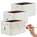 BALEINE 3 Pack Fabric Closet Storage Bins for Shelves, Linen Closet Organizers and Storage, Decorative Baskets for Organizing, Shelf, Clothes, Home, Office (White, 12"x8"x8")