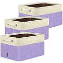 BALEINE 3 Pack Fabric Closet Storage Bins for Shelves, Linen Closet Organizers and Storage, Decorative Baskets for Organizing, Shelf, Clothes, Home, Office (Lavender, 15''x11''x9.5'')