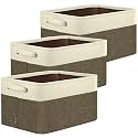 BALEINE 3 Pack Fabric Closet Storage Bins for Shelves, Linen Closet Organizers and Storage, Decorative Baskets for Organizing, Shelf, Clothes, Home, Office (Brown, 15"x11"x9.5")