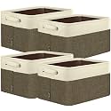 BALEINE 4 Pack Fabric Closet Storage Bins for Shelves, Linen Closet Organizers and Storage, Decorative Baskets for Organizing, Shelf, Clothes, Home, Office (Brown, 14''x10''x8.5'')