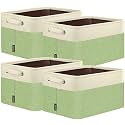 BALEINE 4 Pack Fabric Closet Storage Bins for Shelves, Linen Closet Organizers and Storage, Decorative Baskets for Organizing, Shelf, Clothes, Home, Office (Green, 15''x11''x9.5'')