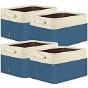 BALEINE 4 Pack Fabric Closet Storage Bins for Shelves, Linen Closet Organizers and Storage, Decorative Baskets for Organizing, Shelf, Clothes, Home, Office (Navy Blue, 17''x13''x10.5'')