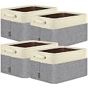 BALEINE 4 Pack Fabric Closet Storage Bins for Shelves, Linen Closet Organizers and Storage, Decorative Baskets for Organizing, Shelf, Clothes, Home, Office (Grey, 15"x11"x9.5")