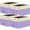 BALEINE 4 Pack Fabric Closet Storage Bins for Shelves, Linen Closet Organizers and Storage, Decorative Baskets for Organizing, Shelf, Clothes, Home, Office (Lavender, 17''x13''x10.5'')