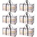 BALEINE 48-Pack Oversized Moving Bags with Reinforced Handles, Heavy-Duty Storage Tote for Clothes, Moving Supplies (Clear, 48-Pack)