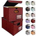 BALEINE File Organizer Box with Lid, Collapsible Hanging File Storage Box