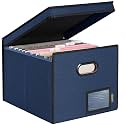 BALEINE File Organizer Box with Lid, Collapsible Hanging File Storage Box