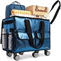 BALEINE Reusable Grocery Bag on Wheels, Foldable Rolling Tote Bag