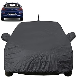baleno dustproof car cover with mirror amp antenna pockets grey color taffeta polystertriple stitched compatible with maruti baleno car cover 2015 to 2024 baleno car accessories