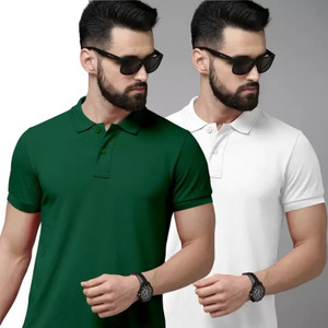balker merka Solid Men Polo Neck Green