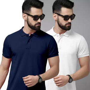 balker merka Solid Men Polo Neck White