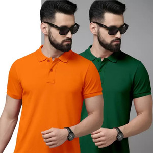 balker merka Solid Men Polo Neck Green