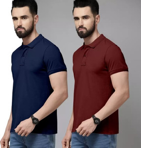 balker merka Solid Men Polo Neck Black