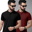 balker merka Solid Men Polo Neck Black