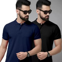 balker merka Solid Men Polo Neck Black