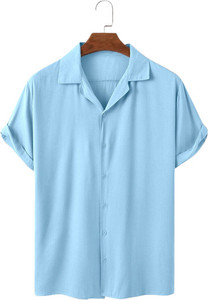 balkrishna creation men regular fit solid cut away collar casual shirt