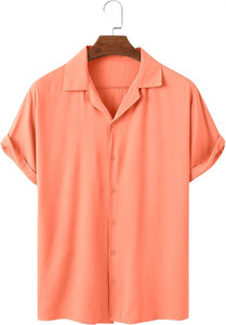 balkrishna creation men regular fit solid cut away collar casual shirt