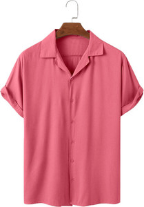 balkrishna creation men regular fit solid cut away collar casual shirt