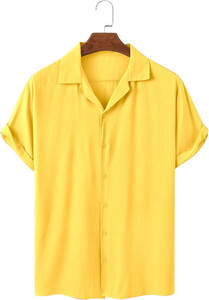 balkrishna creation men regular fit solid cut away collar casual shirt