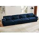 Ball &amp; Cast 93.7" Oversized Modular Sectional Sofa 2-Seater Cloud Couch with Waist Pillows and Throw Pillows,Velvet Loveseat w/Bolstered Armrests,for Living Room,Home Theater,Apartment,Velvet,Camel