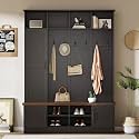 Ball &amp; Cast 55" Hall Tree with 2 Spacious Drawers,5-in-1 Entryway Bench with Coat Rack,Mudroom Coat Storage with Adjustable Shelves and 7 Sturdy Hooks,for Hallway,Living Room,Black