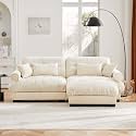 Ball &amp; Cast 93.7" Modern Sectional Sofa,L-Shaped Sectional 2-Seater Loveseat with Movable Ottoman,Pillows and Overthick Cushion,Big Comfy Couch for Living Room,Reading Room,Loft and Bedroom,Cream