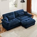 Ball &amp; Cast 93.7" Oversized Modular Sectional Sofa 2-Seater Cloud Couch with Waist Pillows and Throw Pillows,Velvet Loveseat w/Bolstered Armrests,for Living Room,Home Theater,Apartment,Velvet,Camel