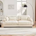 Ball &amp; Cast 93.7" Oversized Modular Sectional Sofa 2-Seater Cloud Couch with Waist Pillows and Throw Pillows,Velvet Loveseat w/Bolstered Armrests,for Living Room,Home Theater,Apartment,Velvet,Cream