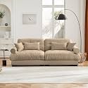 Ball &amp; Cast 93.7" Oversized Modular Sectional Sofa 2-Seater Cloud Couch with Waist Pillows and Throw Pillows,Velvet Loveseat w/Bolstered Armrests,for Living Room,Home Theater,Apartment,Velvet,Camel