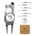 Ball Marker and Magnetic Divot Tool Gift Sets | Antique Silver or Brass Finish | 2 Markers | 1 Multi-Functional Golf Divot Repair | Bottle Opener | Groove Brush Cleaner | Premium Gift Box