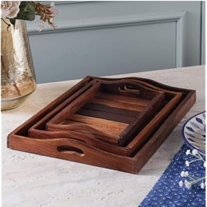 BalladCraft Wooden Serving Tray Set Set of