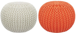 ballirams fabric pouf finish color - white orange pre assembled