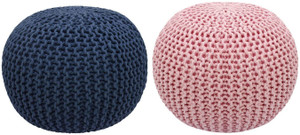 ballirams fabric pouf finish color - blue light pink pre assembled