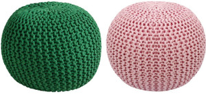 ballirams fabric pouf finish color - green light pink pre assembled